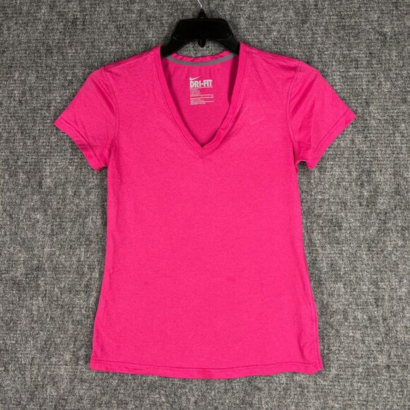 Nike Shirt Womens Small Dri-Fit Swoosh Short-Sleeve Cotton Regular Fit Tee Pink‎ - Picture 1 of 8